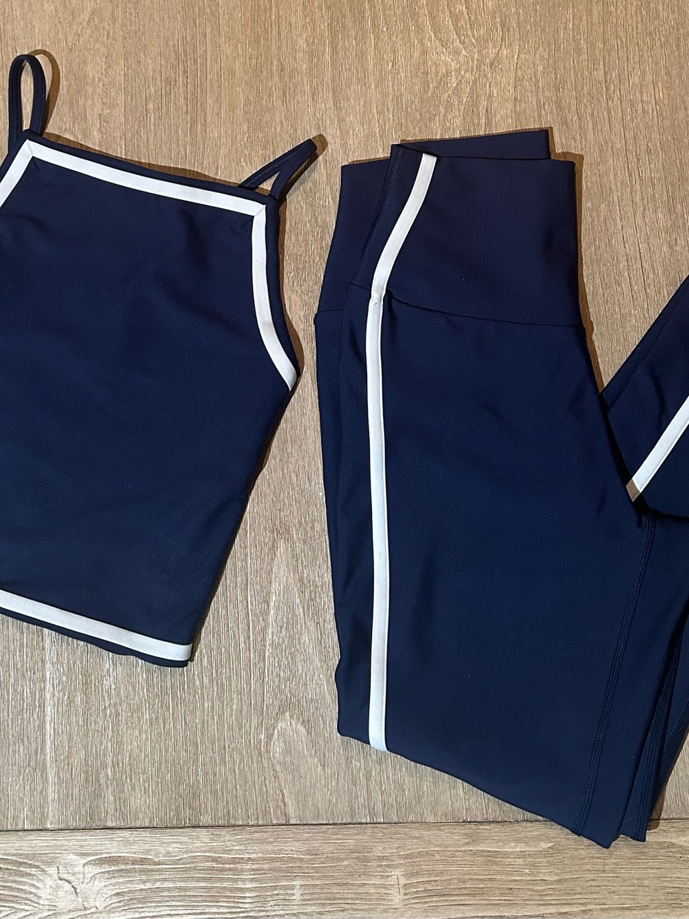 Abercrombie & Fitch YPB Navy White Piping Activewear Set Top XS Bottoms S